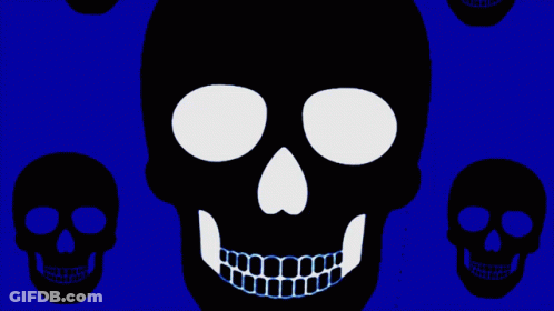 Purple Teeth Skull Surrounded By Others GIF