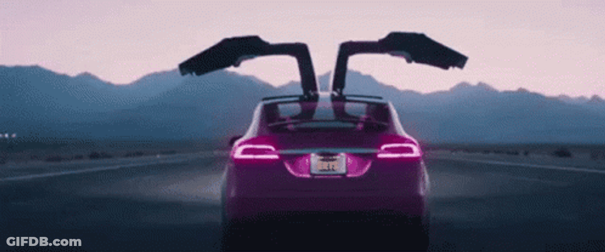 Purple Tesla Car Door Up Dance GIF