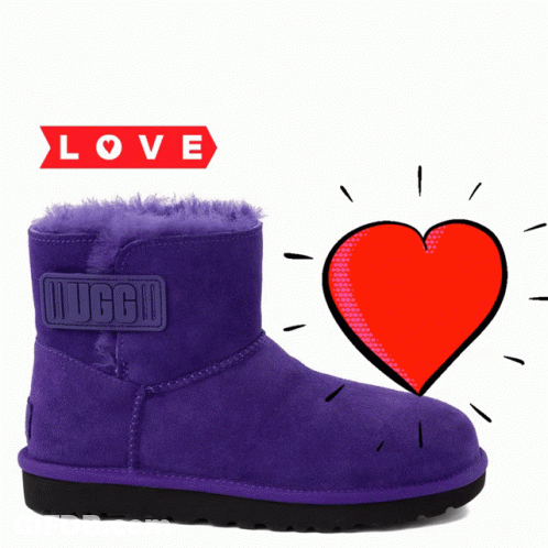 Purple Ugg Boots With Red Heart GIF