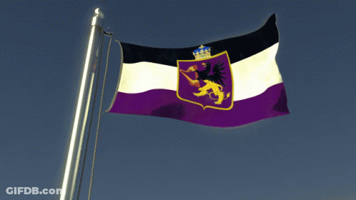 Purple White And Black Flag With Lion And Crown GIF