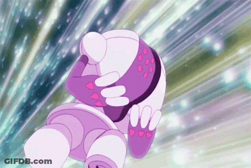 Purple White Cartoon Character With Hearts On Feet GIF