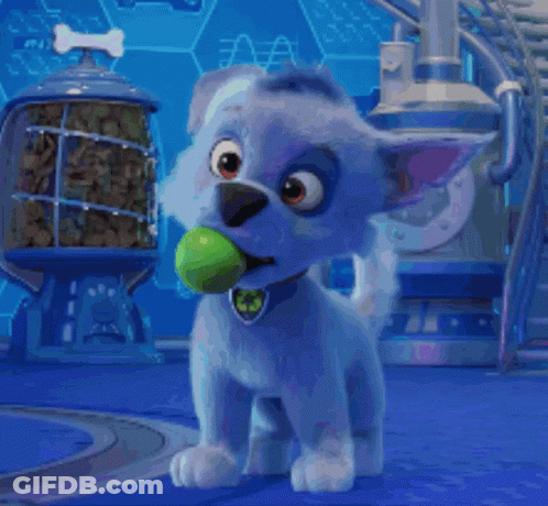 Purple White Puppy Playing With Green Ball GIF