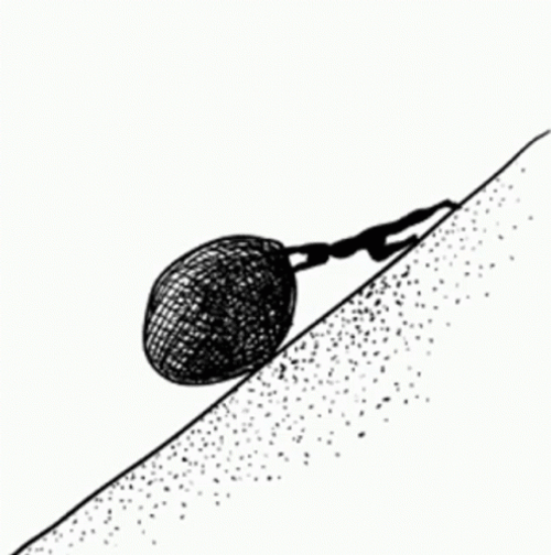 Push It Man Pushing Stone Animation GIF