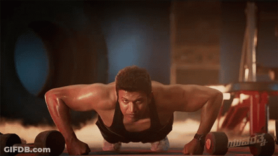 Push Up Puneeth Rajkumar Gym Workout GIF