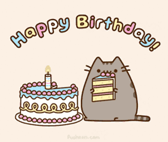 Pusheen Cat Animated Happy Birthday GIF