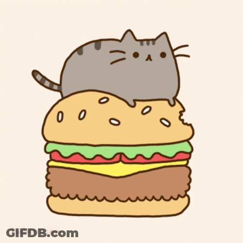 Pusheen Cat Burger Topping GIF