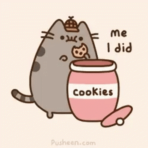 Pusheen Cat Eating Cookie GIF