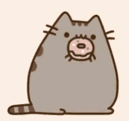 Pusheen Cat Eating Donut GIF