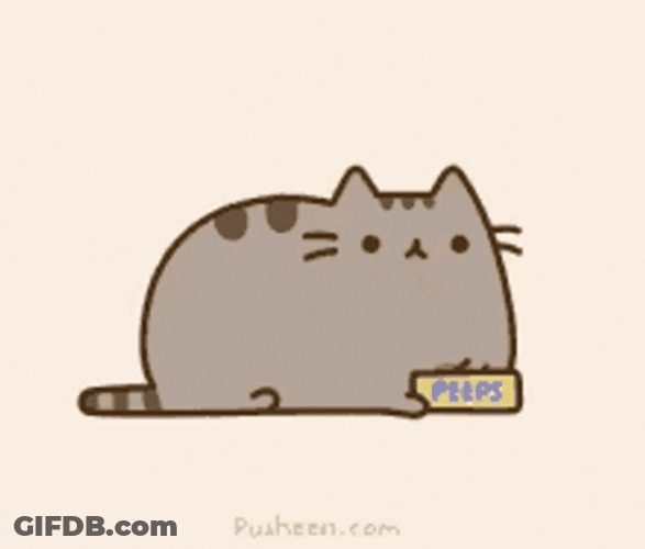 Pusheen Cat Eating On Bowl GIF