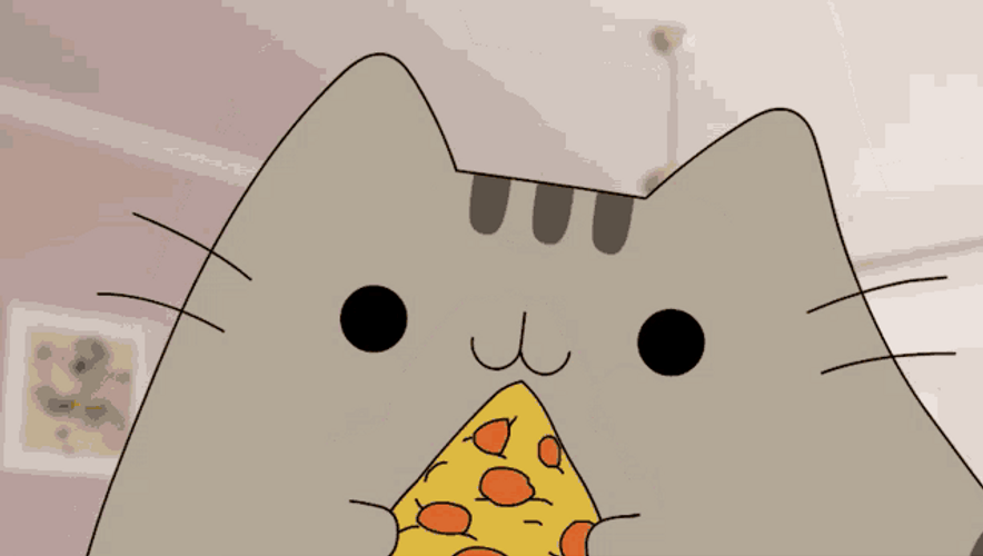 Pusheen Cat Eating Pizza GIF
