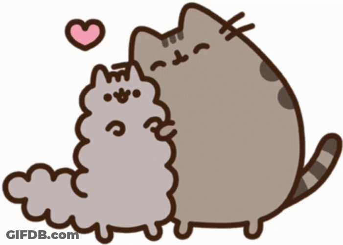 Pusheen Cat Hugging Friend GIF