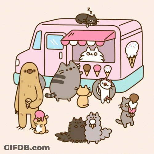 Pusheen Cat Ice Cream Truck GIF