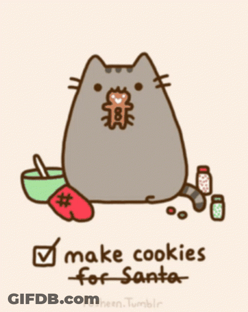 Pusheen Cat Making Cookies For Santa GIF