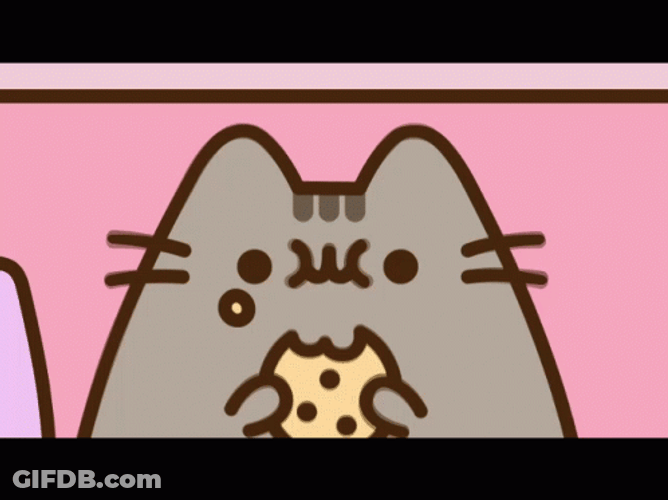Pusheen Cat Munching Cookie GIF