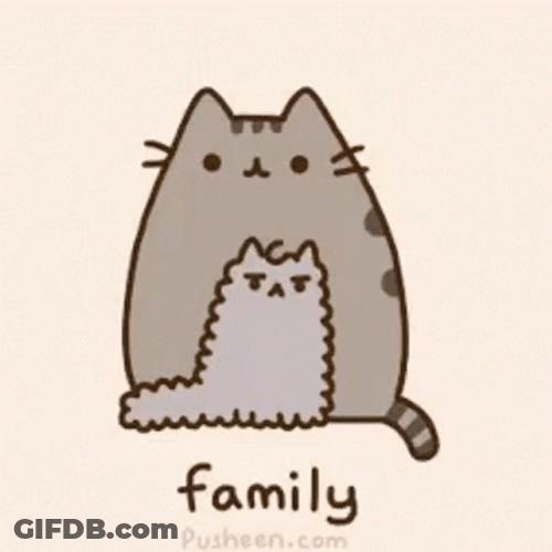 Pusheen Cat Petting A Kitten GIF