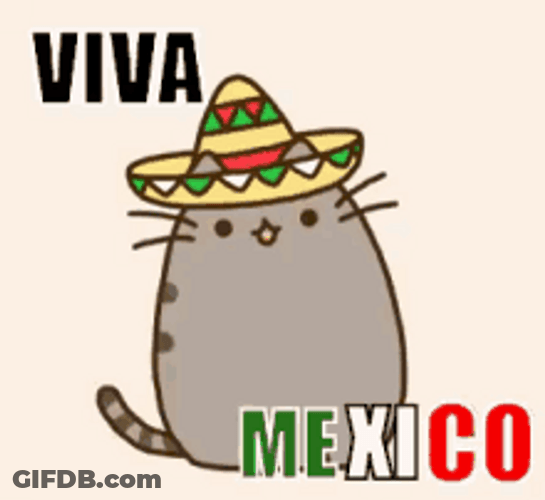 Pusheen Cat Sticker Viva Mexico Greeting GIF