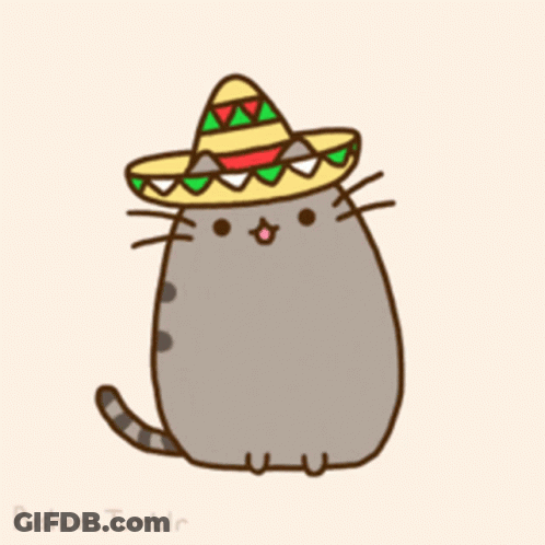Pusheen Cat Wearing Sombrero GIF