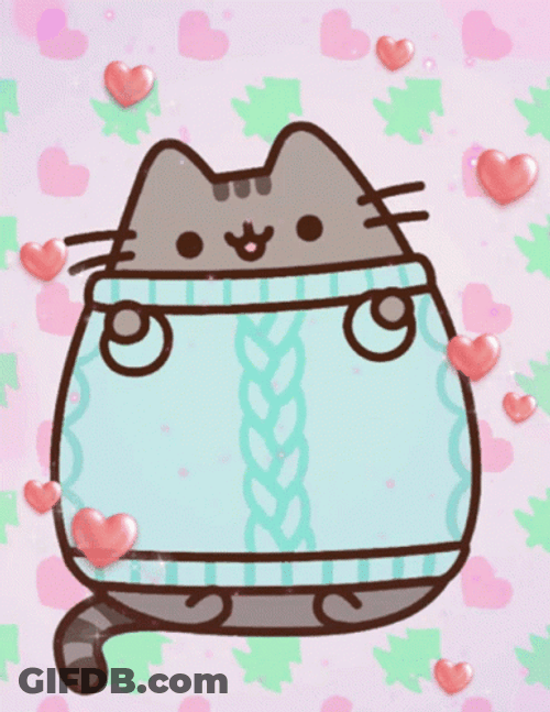 Pusheen Cat Winter Coat GIF