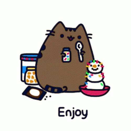 Pusheen Enjoy Eating Ice Cream GIF