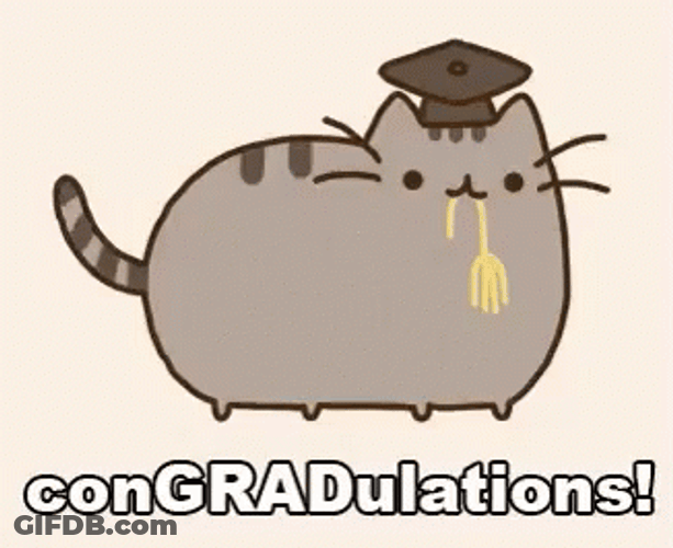 Pusheen Graduation Greeting GIF