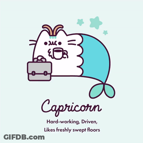 Pusheen The Cat Is A Capricorn And Has A Briefcase On His Back GIF