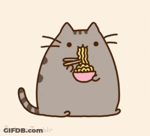 Pusheen Tumblr Cat Eating Noodles GIF