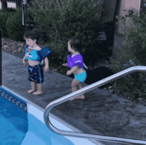 Pushing In The Swimming Pool GIF