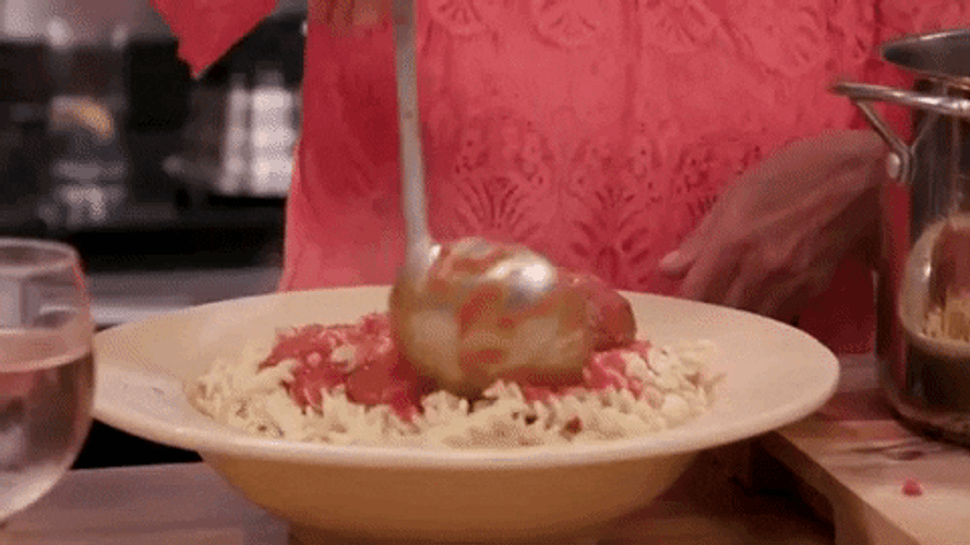 Putting Sauce On Pasta GIF