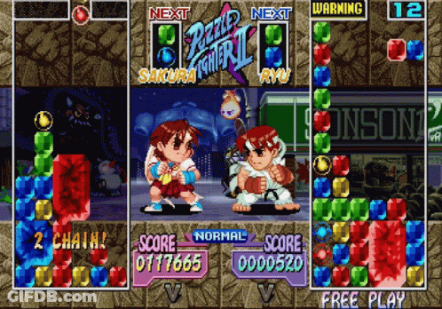 Puzzle Fighter II Game In Play GIF