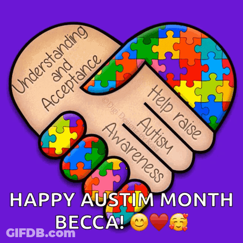 Puzzle Piece Heart Saying Understanding Acceptance Help Raise Autism Awareness GIF