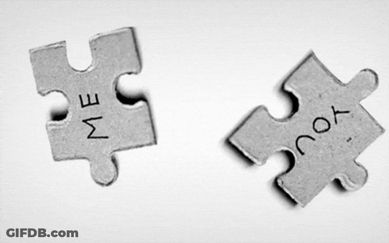 Puzzle Pieces Labeled Me And You GIF