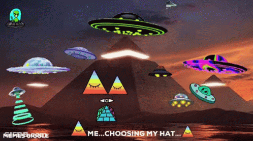 Pyramid Surrounded By Flying Saucers Memes Giggle GIF