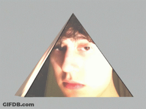 Pyramid With Person's Face Reflection GIF