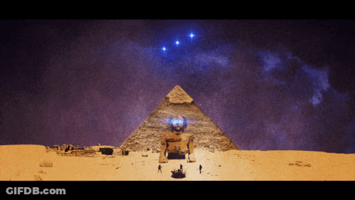 Pyramid With Sphinx And Stars GIF
