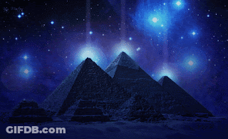 Pyramids Lit Up At Night Starry Sky GIF