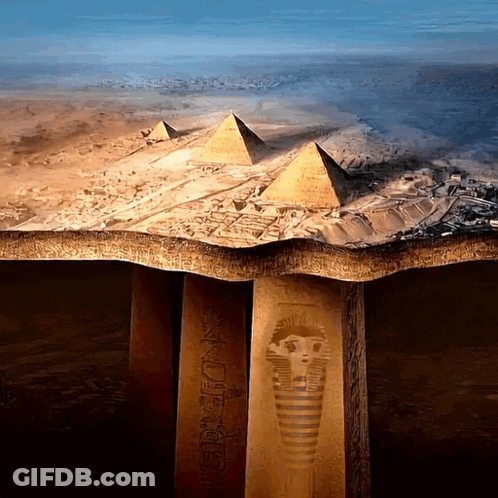 Pyramids With King Tut Statue GIF