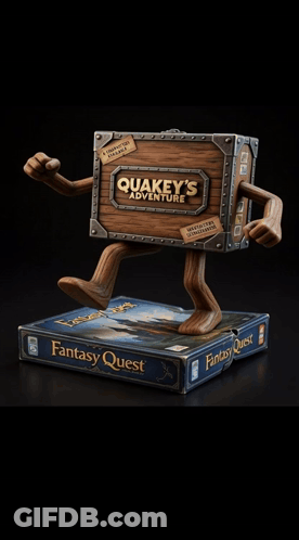 Quakey's Adventure Statue On Book GIF