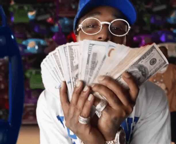 Quavo Flexing His Dollar Bills GIF