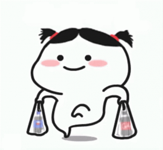 Quby Holding Shopping Bags GIF
