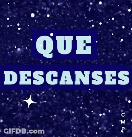 Que Descanses Is Written On A Blue Background With Stars GIF