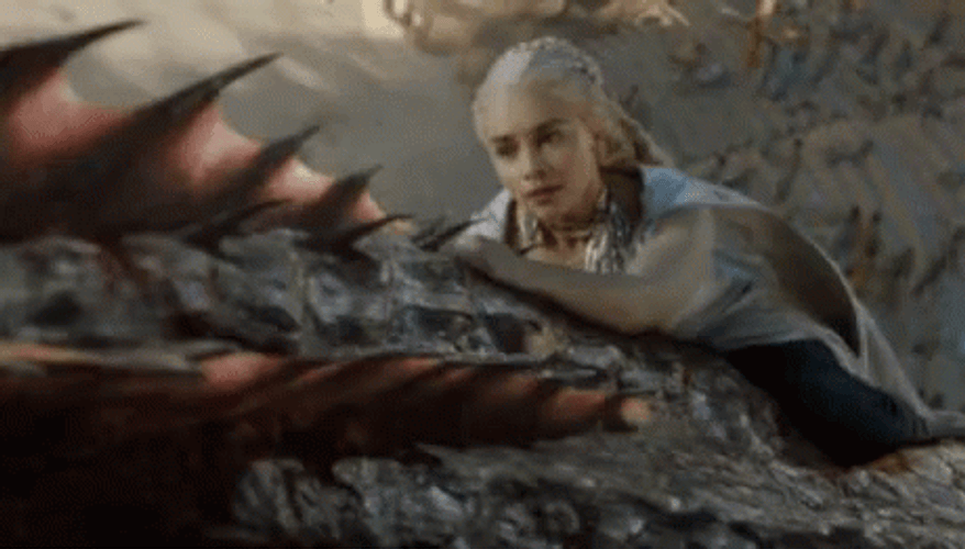 Queen Daenerys Holding Tight With Drogon Flying GIF