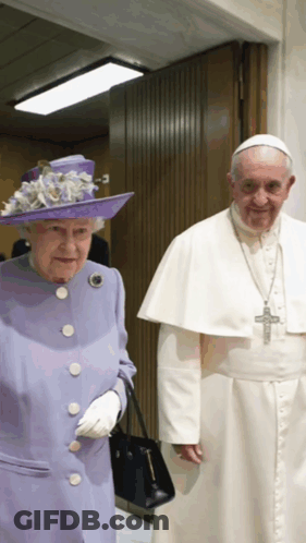 Queen Elizabeth Ii And Pope Francis Pose For A Photo GIF