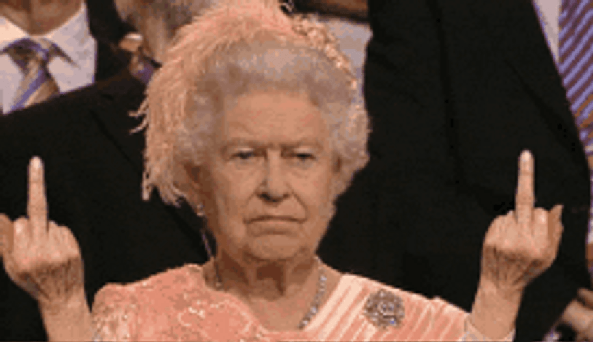 Queen Elizabeth II Flipping Off Animation GIF