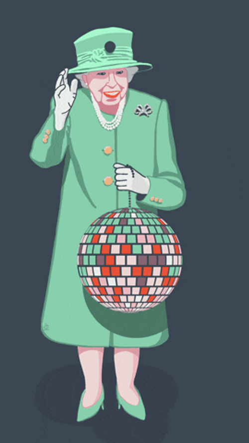Queen Elizabeth London Disco Dance GIF