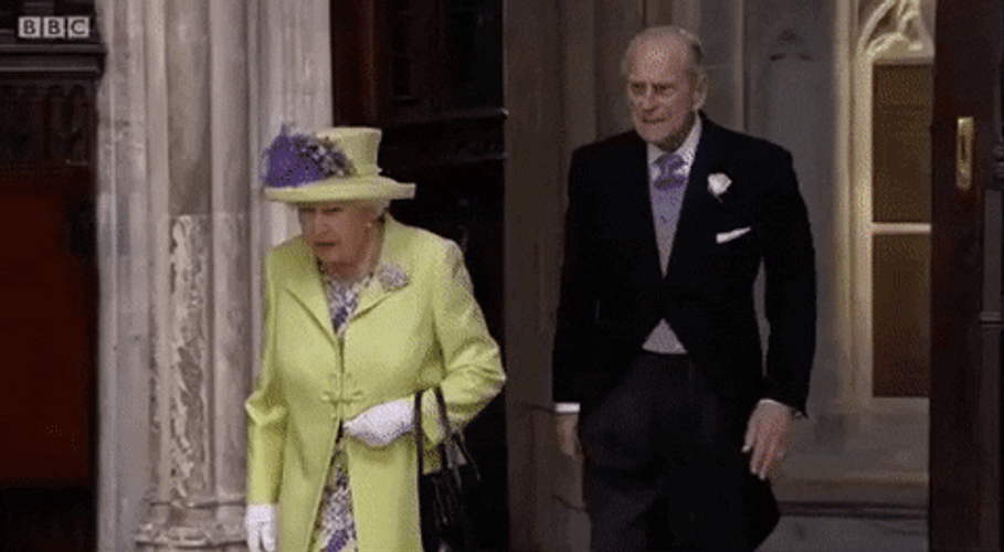 Queen Elizabeth Prince Philip Walking GIF