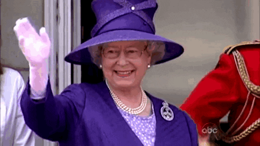 Queen Elizabeth Smiling Waving GIF