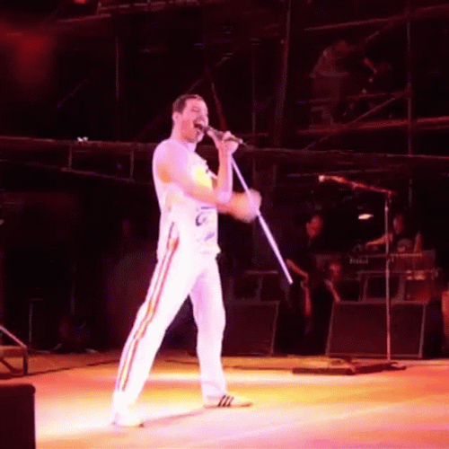 Queen Freddie Mercury Hands Up Singing GIF