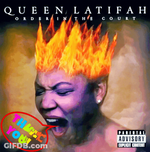 Queen Latifah Order In The Court With Fire Crown GIF