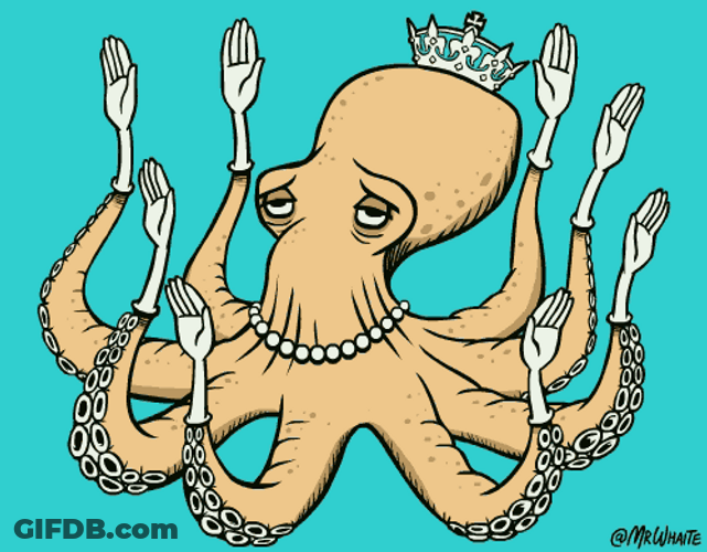 Queen Octopus With Her Tiny Tentacles Hand GIF