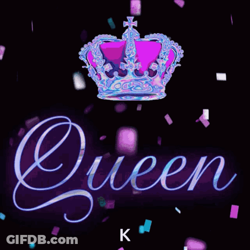 Queen Word On Black Background With Crown GIF